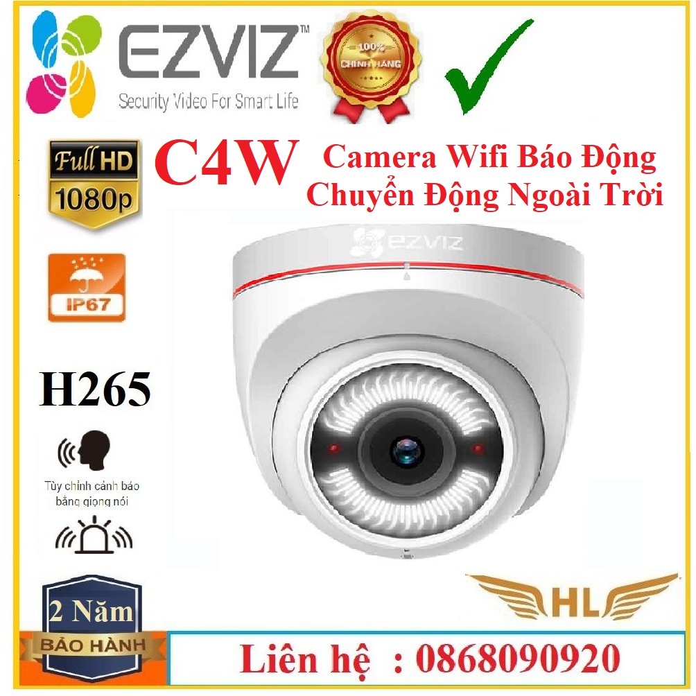 Camera IP Wifi Ezviz C4W Ngoài Trời Full HD 1080P Góc Rộng Đàm Thoại Hai Chiều  Báo động- Hàng Chính Hãng