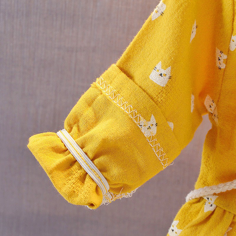Đầm suông tay dài vải cotton êm ái và dễ thương cho bé gái