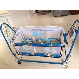 Nôi Điện Võng Xếp 2 Trong 1 Quang Hưng Tặng Kèm Võng Màn Chống Muỗi Cho Bé