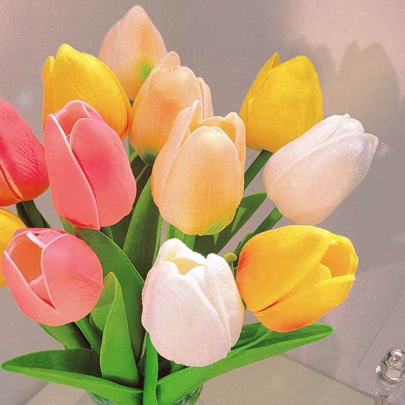 Hoa giả Tulip giống thật đến 99% - hàng lá xoăn loại 1