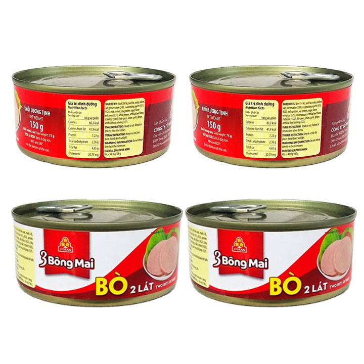 Combo 4 Bò 2 Lát 3 Bông Mai Vissan 150g (Date 2025)