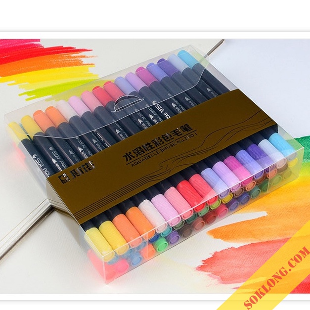 Set 12 bút brush 2 đầu gồm 1 ngòi lông + 1 đầu bút cứng fine Marker B01