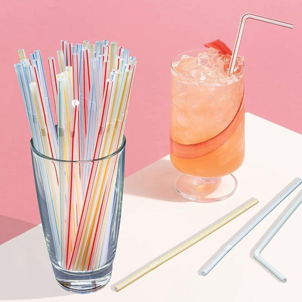 Set 100 Ống Hút Dài Cong Màu Trắng Đen Dùng Một Lần Cho Sinh Nhật / Đám Cưới