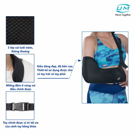Đai treo tay dạng túi lưới đen United Medicare , size S/M/L/XL- Đen