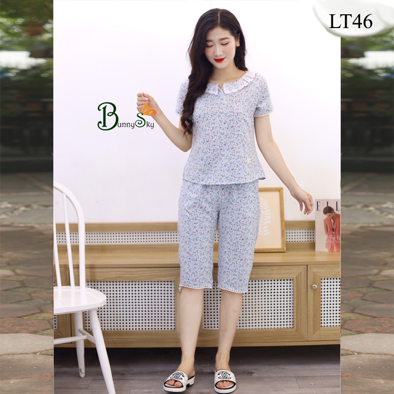 [Bunny] ĐỒ BỘ NỮ MẶC NHÀ CHẤT LIỆU LỤA MỀM MÁT TAY CỘC QUẦN LỬNG  CỔ V ĐÁP ZEN ĐIỆU ĐÀ