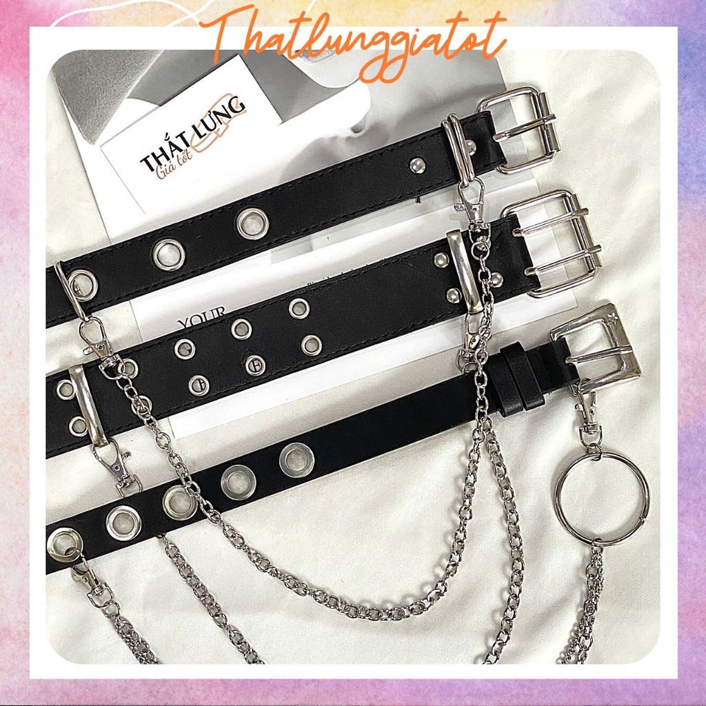 Thắt lưng lỗ, chain cá tính- dây nịt nam nữ unisex phong cách ulzzang hàn quốc, TONGKHOQUANAONU
