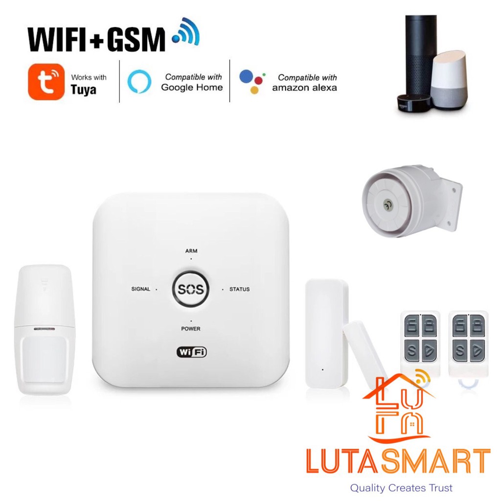 Bộ Báo Động Chống Trộm Qua Điện Thoại GSM Wifi Tuya (Tùy chọn Còi hú và Cảm biến Khói)