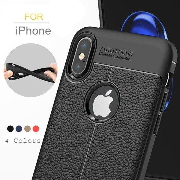 Ốp lưng điện thoại chống sốc bằng TPU mềm phối da dành cho iphone 5 5s se 6 6splus 7 8plus X XR XS Max