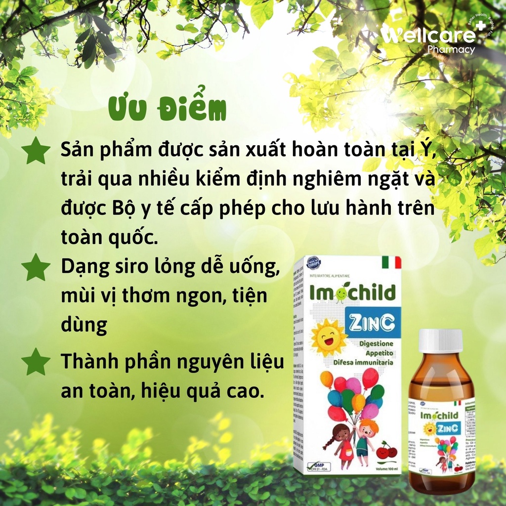 Siro Imochild ZinC - lọ 100ml hỗ trợ tiêu hóa khỏe, đề kháng tốt cho bé