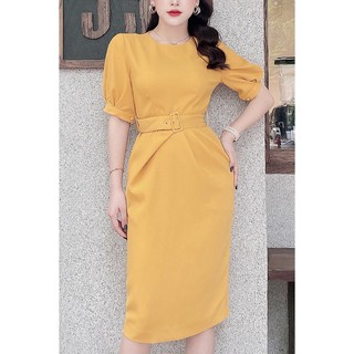 Đầm ôm tay lửng xếp eo - 20Again DOA0728