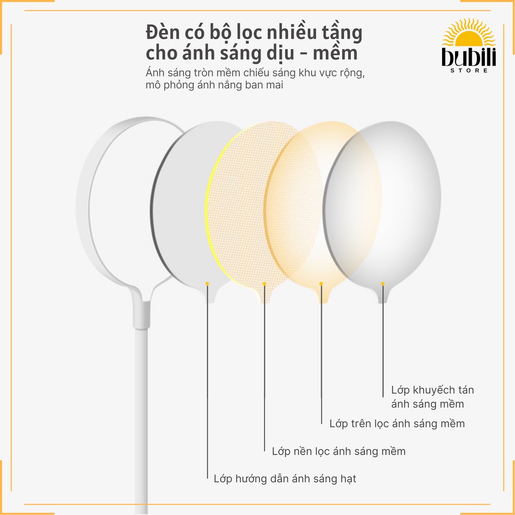 Đèn học để bàn Đựng bút Ánh sáng 3 màu Làm mờ vô cấp Hình tròn