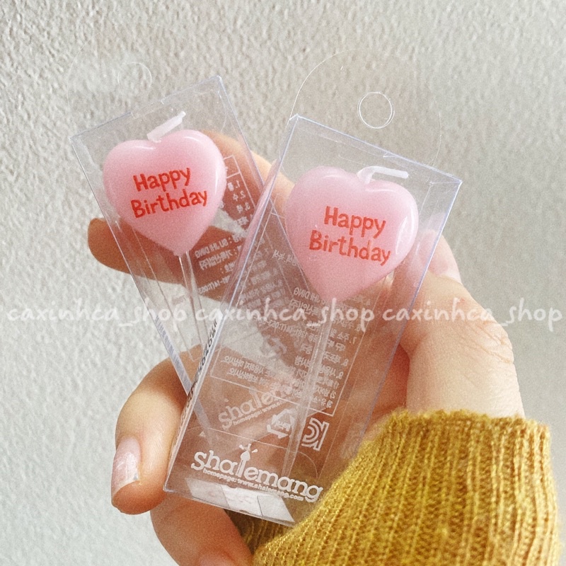 Nến sinh nhật hàn quốc _nến tim hồng HPBD