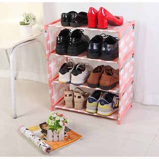 Kệ giày vải hoa văn 4 tầng để giày dép