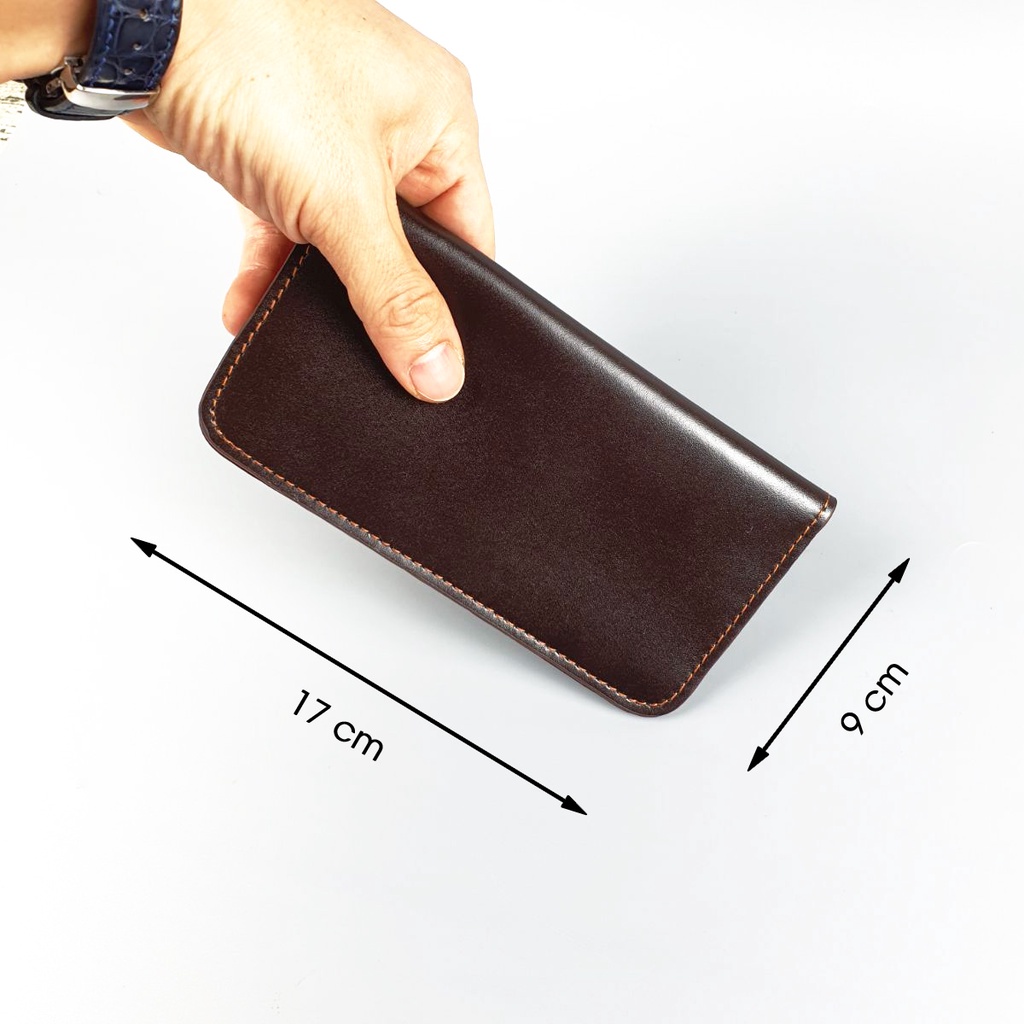 Ví dài mini cầm tay unisex siêu mỏng da bò thật WL118  -100% da bò thật