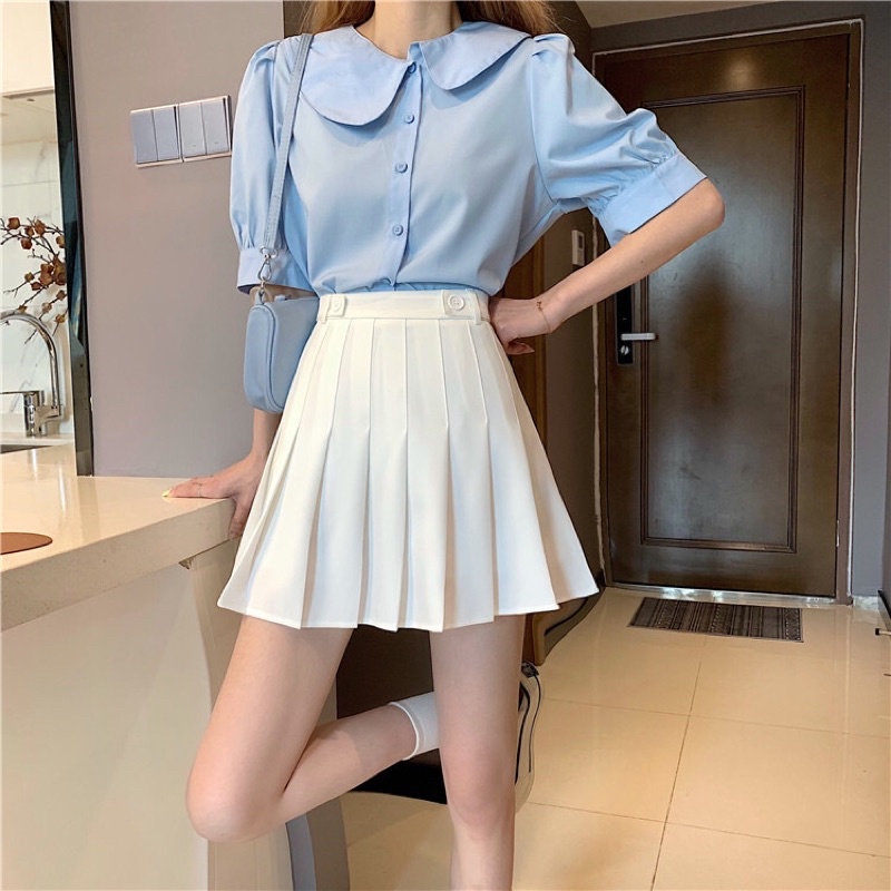 Chân váy nữ chữ a xếp li lưng cao đính cúc kiểu tennis mới gomtrend M280 | BigBuy360 - bigbuy360.vn