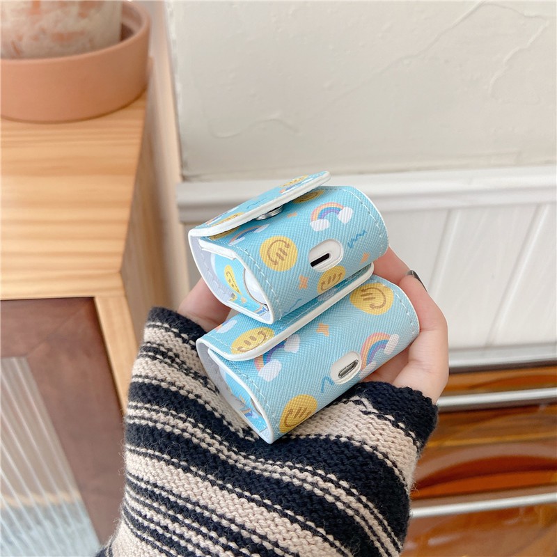 Vỏ đựng bảo vệ phối họa tiết mặt cười và cầu vồng dễ thương cho hộp sạc tai nghe AirPods Pro Airpods 1/2 | BigBuy360 - bigbuy360.vn