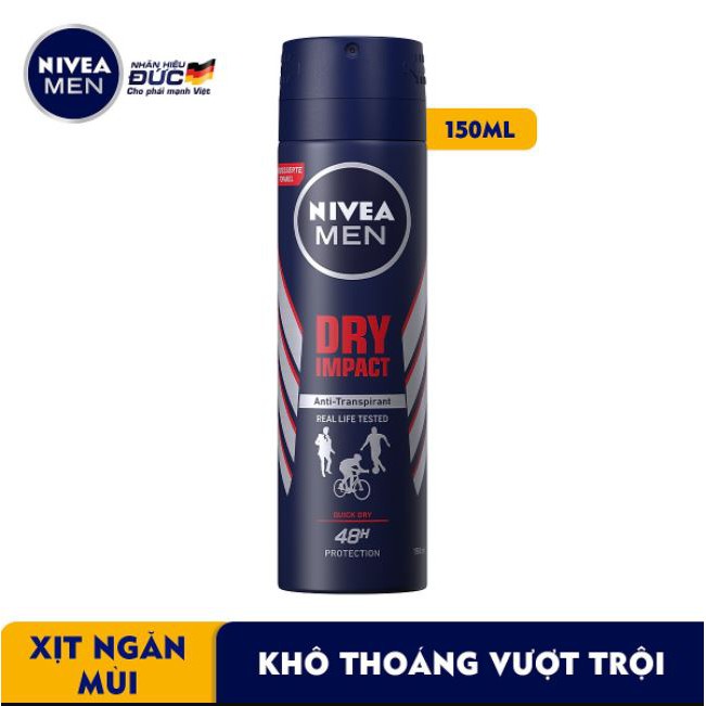 Xịt ngăn mùi Nivea Men Dry Impact Khô Thoáng 150ml