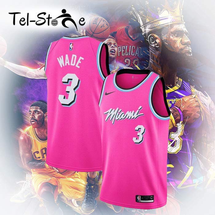 [ Áo Jersey ] Miami Heat – Dwyane Wade (Hồng)