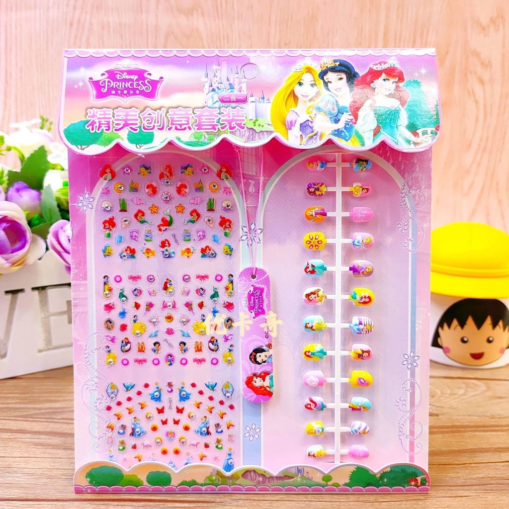 Bộ Miếng Dán Trang Trí Móng Tay Họa Tiết Hoạt Hình Dễ Thương Cho Bé