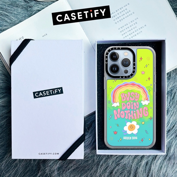 Original liquid Quicksand CASETiFY Busy Doing Nothing Ốp Điện Thoại PC Cứng Họa Tiết Cát Lún Màu Dạ Quang Cho For iPhone X XS XR 11 12 13 Pro 13Pro Max