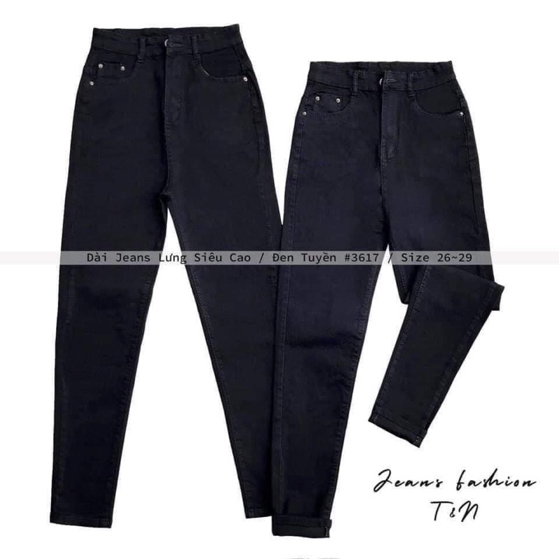 [Size 60kg đến 95kg] Quần Dài Jean Đen Trơn - Lưng Cao Trên Rốn