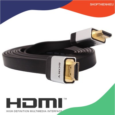 Dây Cáp HDMI Sony 5m dẹt đen-Dây cáp kết nối cổng HDMI 2 đầu tốt chống nhiễu xịn chất lượng cao giá rẻ