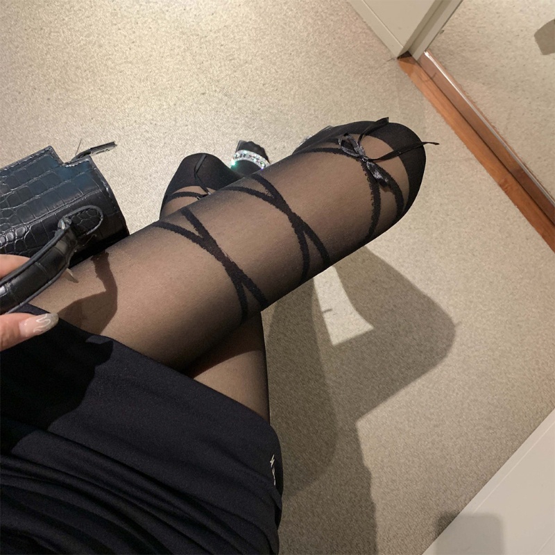 Quần tất đính nơ phong cách lolita xinh xắn cho nữ