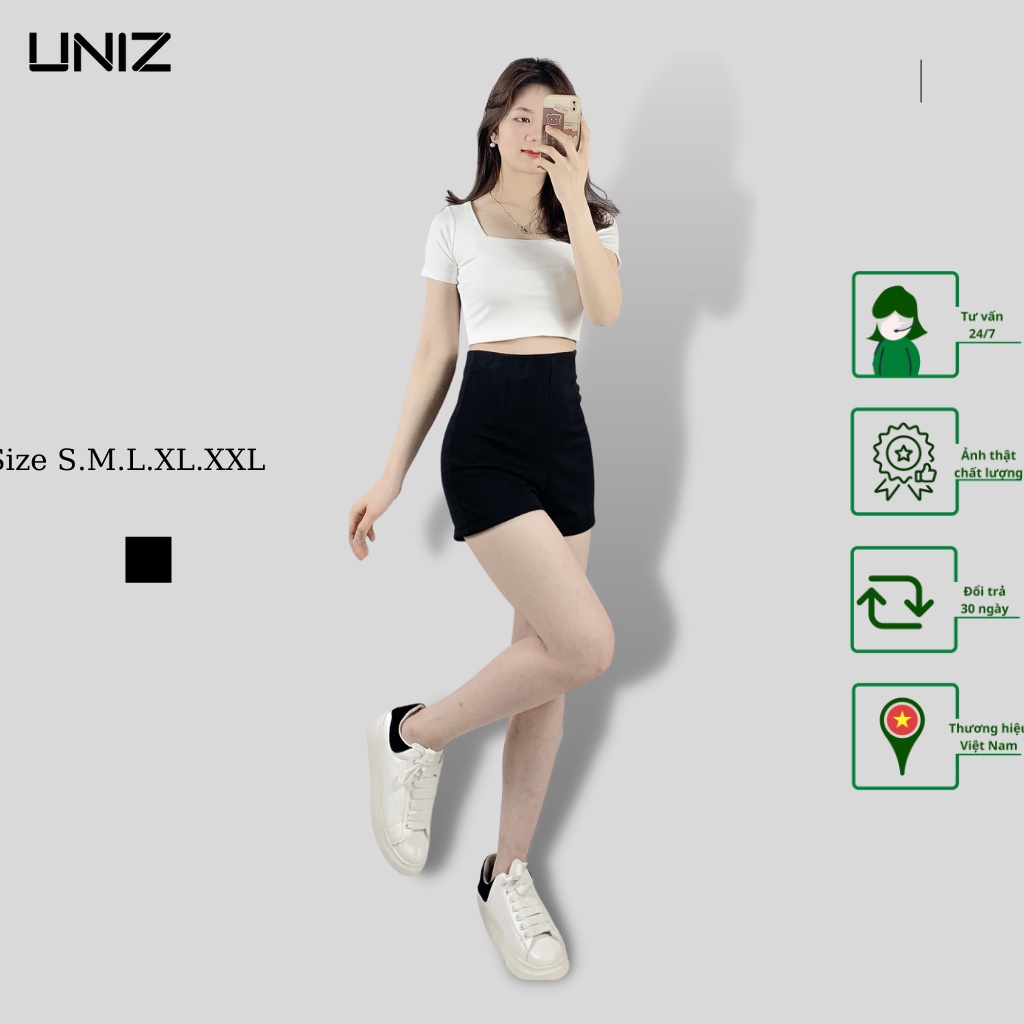 [ảnh thật ] Quần short dance lưng cao tôn dáng khoá giọt lệ UNIZ 516