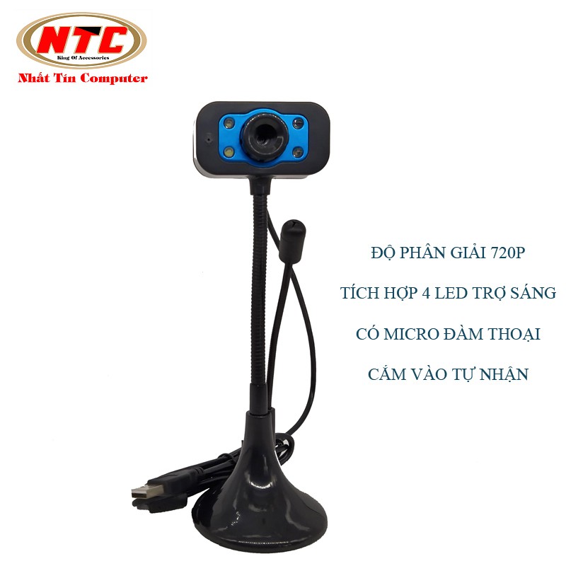 Webcam VSP VCAM độ phân giải 720p có micro phone - 4 đèn led trợ sáng (nhiều màu)