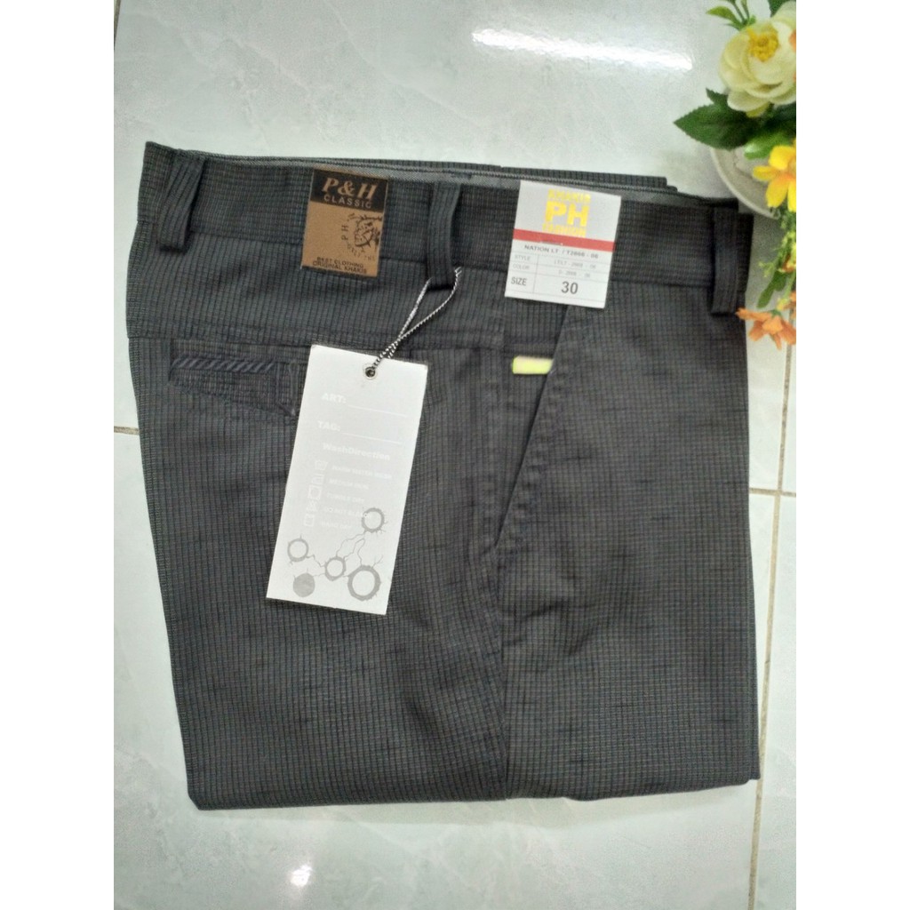 Quần kaki trung niên vải in dấu cộng