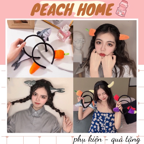 Bờm Cài Tóc Con Cá  Cà Rốt 🥕 Xuyên Đầu Ngộ Nghĩnh Phong Cách Hàn Quốc Băng Đô Rửa Mặt Xinh Xắn Cute Hot Trend
