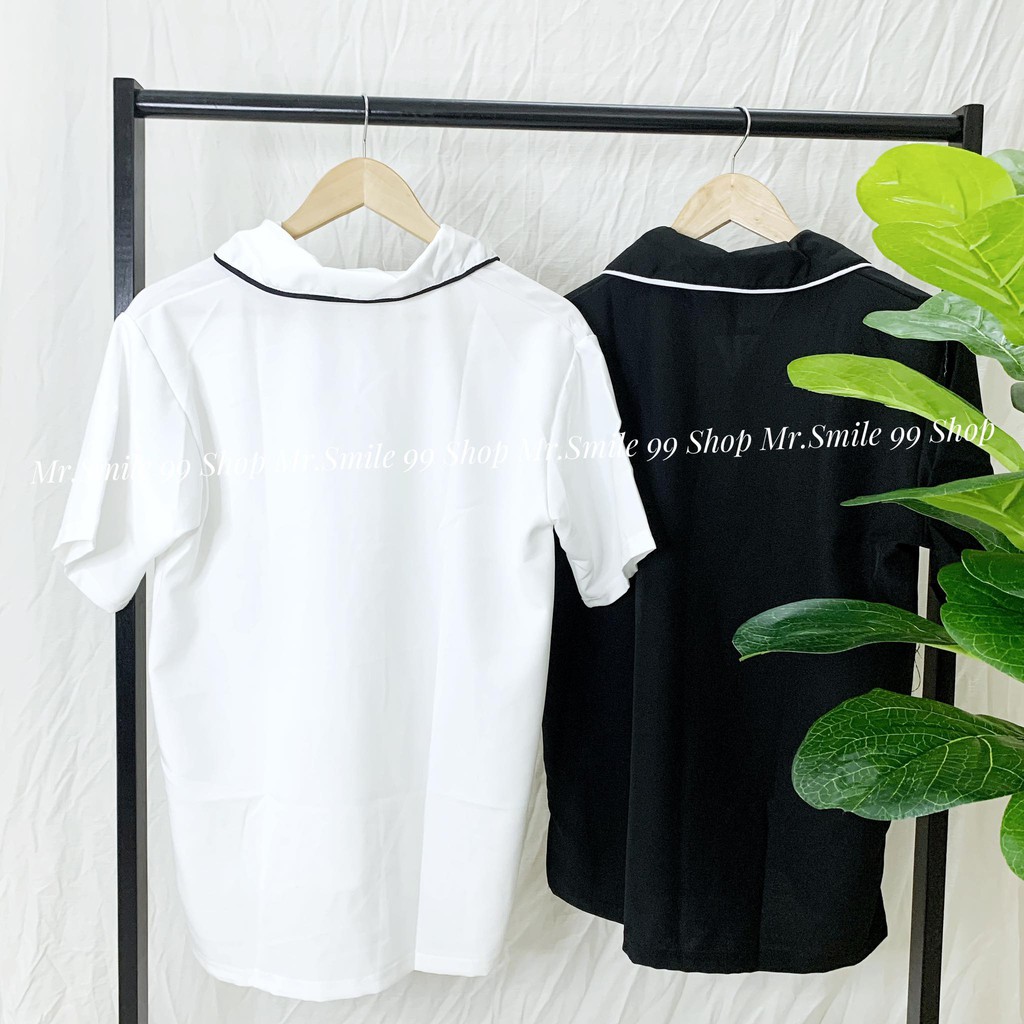 ÁO SƠ MI TAY NGẮN VIỀN CỔ UNISEX MR SMILE 99 SHOP ULZZANG STREET STYLE