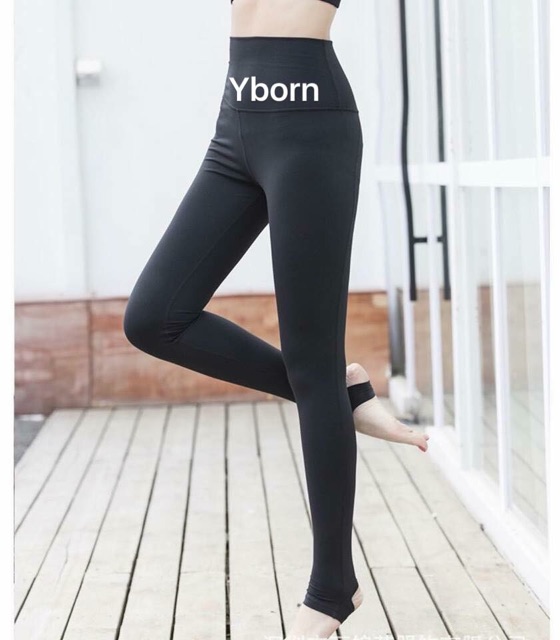 Quần thể thao Legging đen trơn tập Yoga Gym Yborn