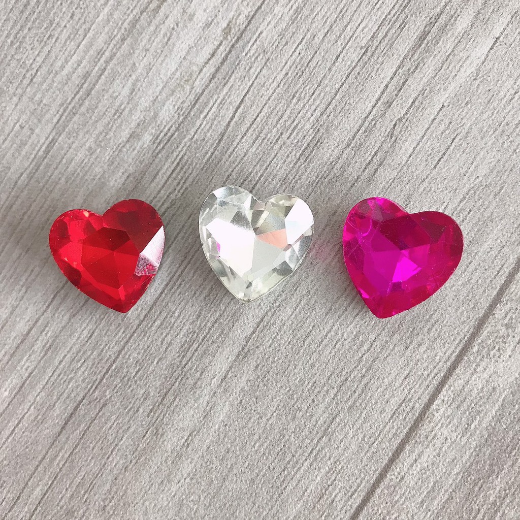 Gói 5 viên Hạt Đá Pha Lê Trái Tim, Mắt Ngựa, Trang trí DIY, trang trí túi xách, trang trí ốp lưng