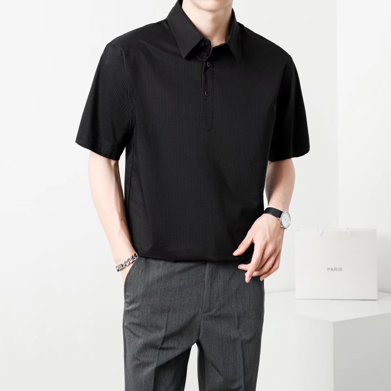 Áo Thun polo Kẻ Sọc Dáng Rộng Ngắn Tay Thời Trang Mùa Hè Hàn Quốc Dành Cho Nam M-2XL 3 Màu Cá Tính