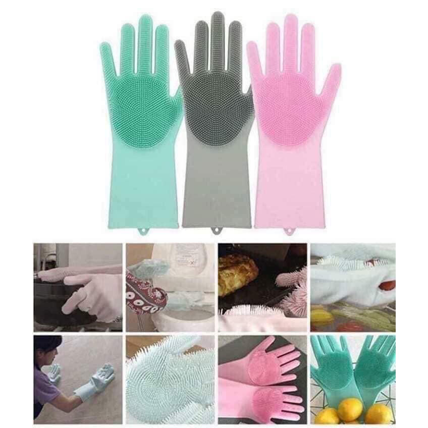 găng tay silicon ma thuật - găng tay rửa bát vệ sinh nhà cửa