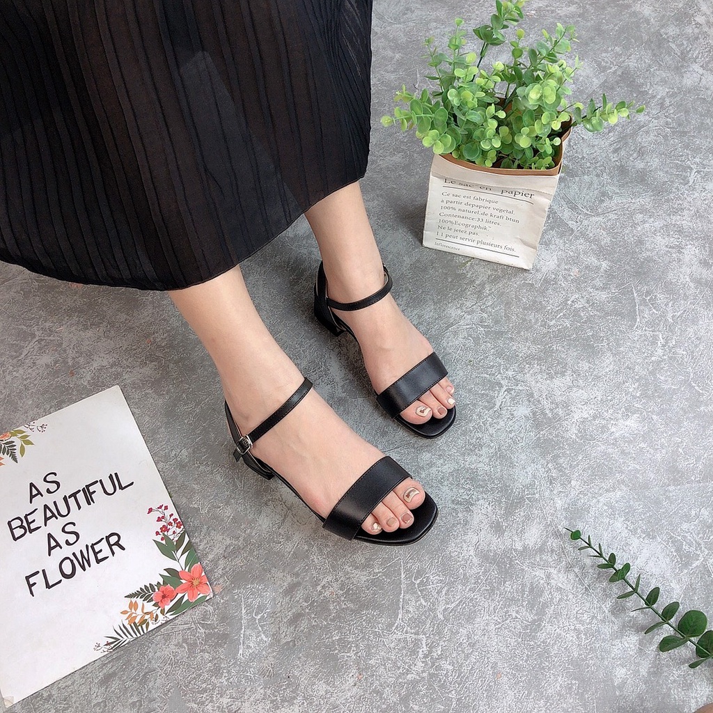 Giày Sandal Nữ- Giày Sandal ERICA Quai Ngang 4p Êm Chân Hàng VNXK