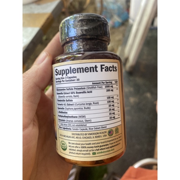 Glucosamine với Chondroitin Turmeric MSM Vimerson health