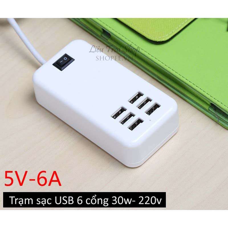 Củ sạc USB điện thoại trạm sạc cổng USB 30w 6 cổng