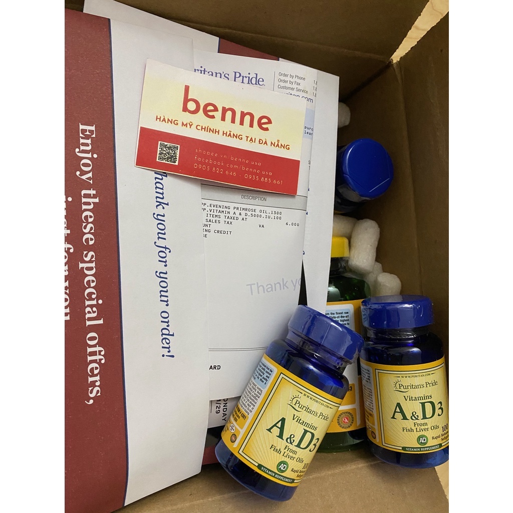 Viên uống bổ sung vitamin A & D3 từ dầu gan cá Puritan’s Pride 100 viên của Mỹ
