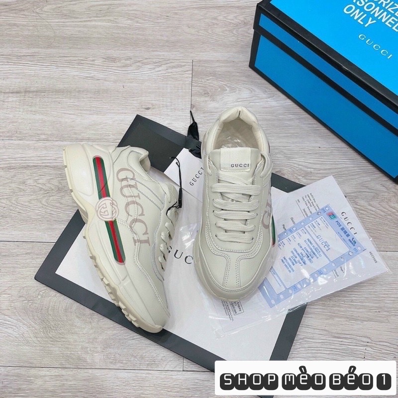 Giày thể thao sneaker gc phối chữ kẻ ngang fullbox bill túi giấy