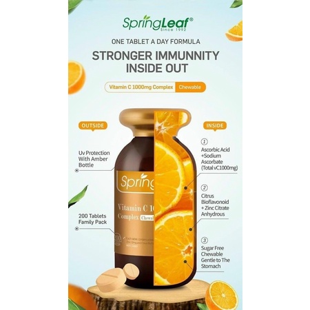 Vitamin C zinc spring Leaf 200v hàng chính hãng