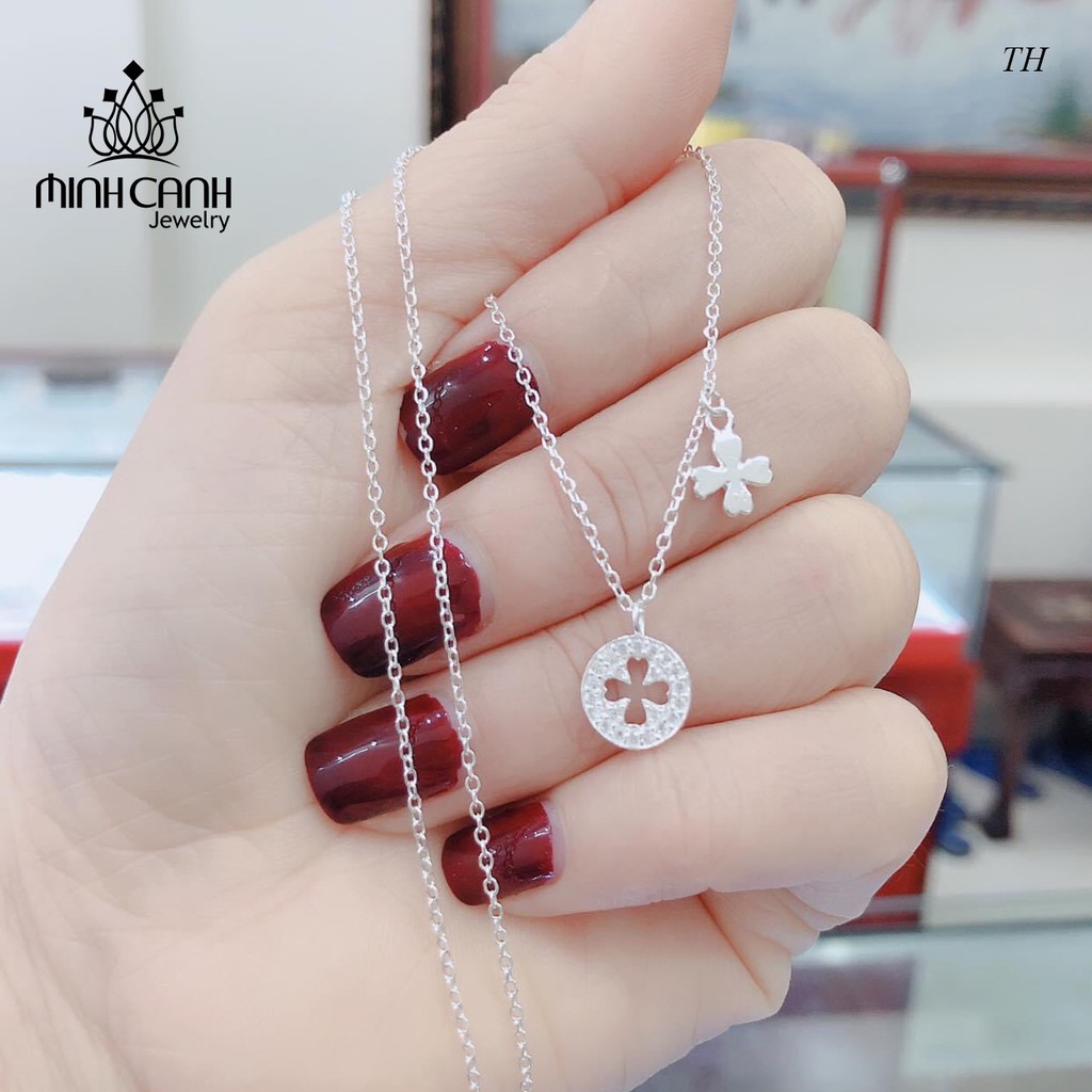 Dây Chuyền Bạc Hình Tròn Cỏ 4 Lá - Minh Canh Jewelry