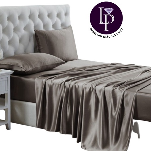 Bộ Ga Gối Phi Lụa 4 Món Cao Cấp Lan Phạm Bedding - Màu Nâu