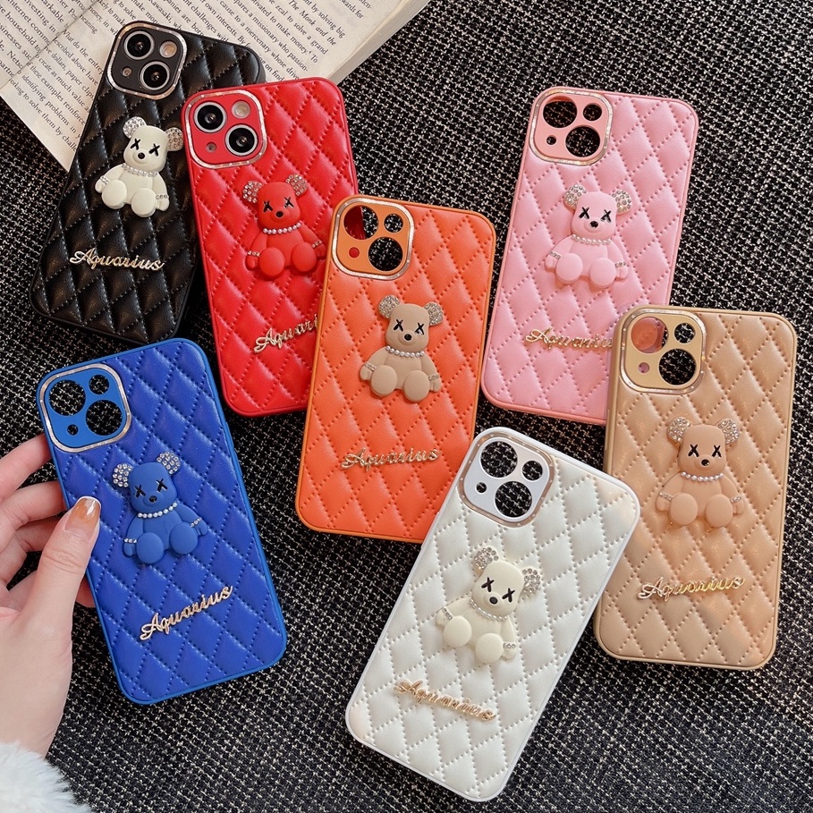 CUTE VIỀN VUÔNG BẢO VỆ CAMERAỐp Điện Thoại Hình Gấu 3D QUẢ TRÁM Cho Iphone X XS 11 12 13 PRO MAX SAMSUNG A12 A03