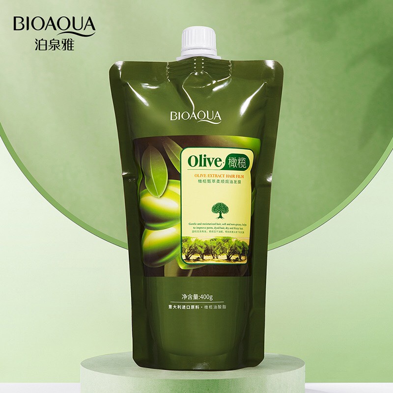 Mặt nạ ủ tóc Bioaqua Olive nội địa Trung dưỡng ẩm và nuôi dưỡng tóc mềm mượt túi 400g