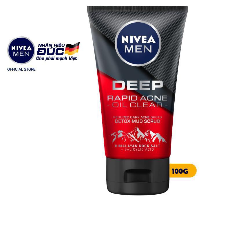 Bộ 2 chai sữa rửa mặt NIVEA MEN Deep Rapid Acne Oil Clear (100g/chai) - 88521