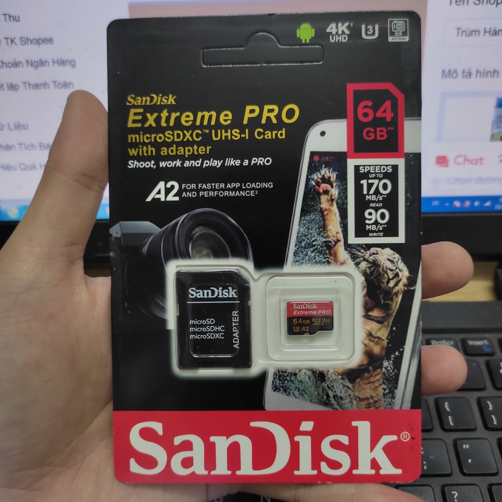 Thẻ nhớ MicroSD Sandisk 128GB 64GB 32GB Extreme Pro upto 170MB/s cho camera, gopro và flycam