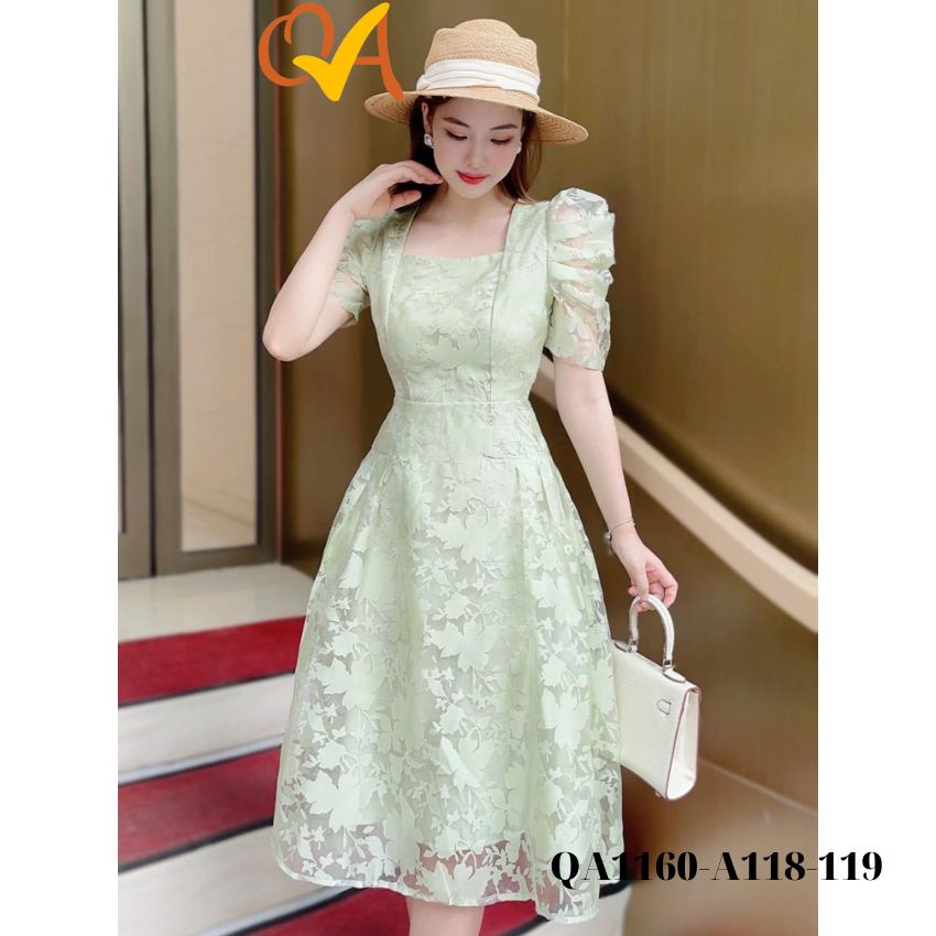 Váy nữ Quocanh dạo phố, công sở, đầm xòe tiểu thư xinh xắn, sang chảnh chất vải ren cao cấp