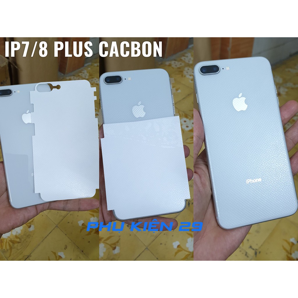 [IPhone 7 Plus/8 Plus] Dán lưng 3D chống xước vân Cacbon - Carbon